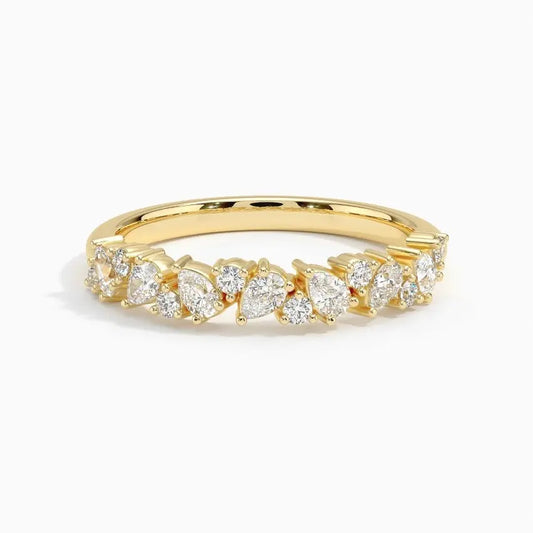 0.11CTW Pear Cut Lab Grown Diamond Wedding Band  customdiamjewel 10KT Yellow Gold VVS-EF