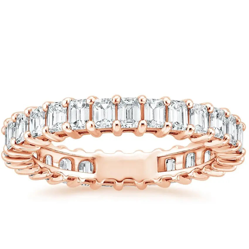 1.77CTW Emerald Lab Grown Diamond Eternity Wedding band  customdiamjewel 10KT Rose Gold VVS-EF