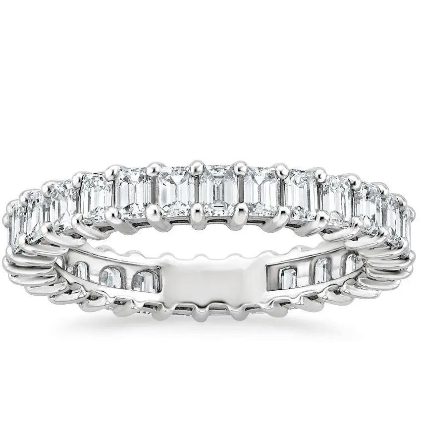 1.77CTW Emerald Lab Grown Diamond Eternity Wedding band  customdiamjewel 10KT White Gold VVS-EF