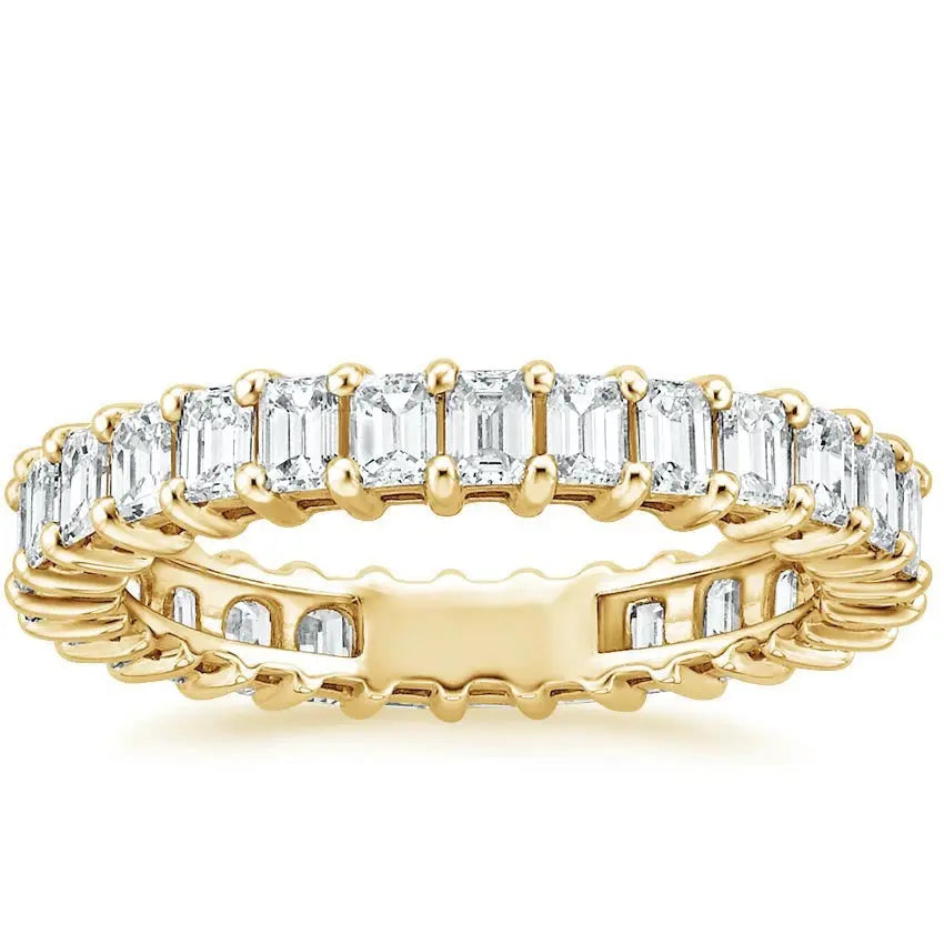 1.77CTW Emerald Lab Grown Diamond Eternity Wedding band  customdiamjewel 10KT Yellow Gold VVS-EF