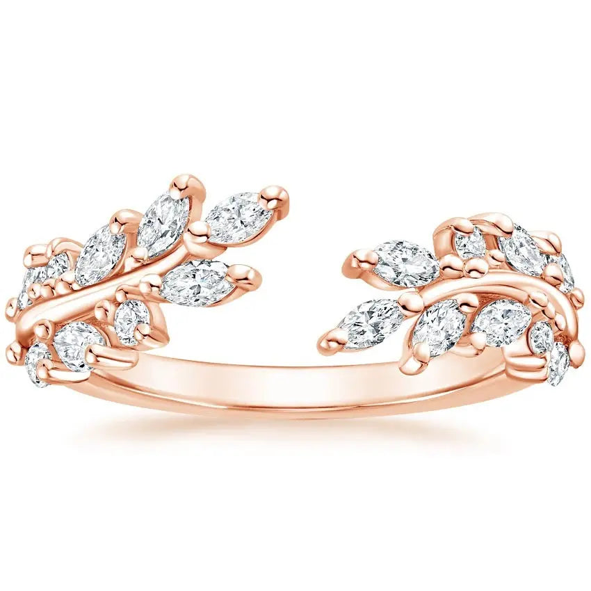 0.50CTW Bypass Marquise Lab Grown Diamond Band  customdiamjewel 10KT Rose Gold VVS-EF