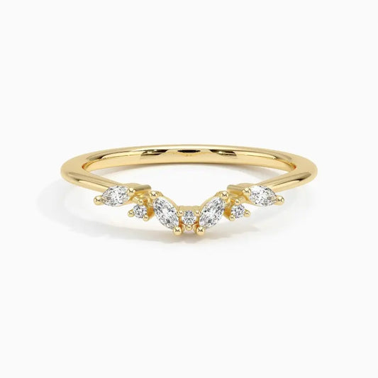 0.17CTW Marquise Cluster Lab Grown Diamond Wedding Band  customdiamjewel 10KT Yellow Gold VVS-EF