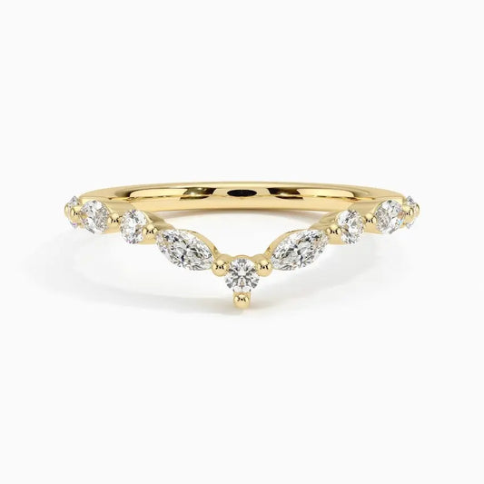 Chevron 0.14CTW Lab Grown Diamond Wedding Band  customdiamjewel 10KT Yellow Gold VVS-EF