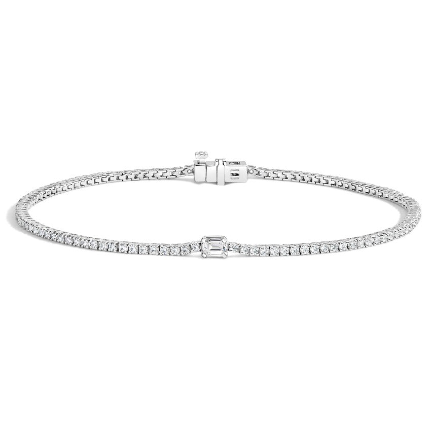 1.00CTW Emerald Cut Diamond Solitaire Bracelet  customdiamjewel 10KT White Gold VVS-EF