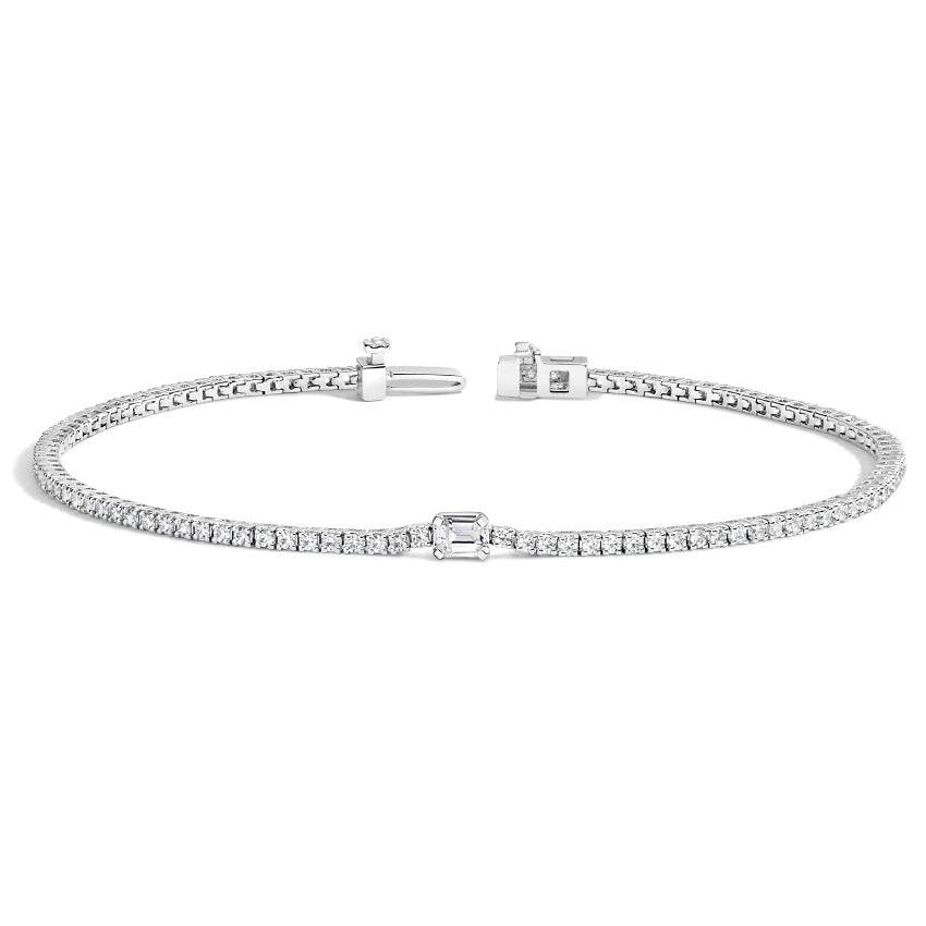 1.00CTW Emerald Cut Diamond Solitaire Bracelet  customdiamjewel   