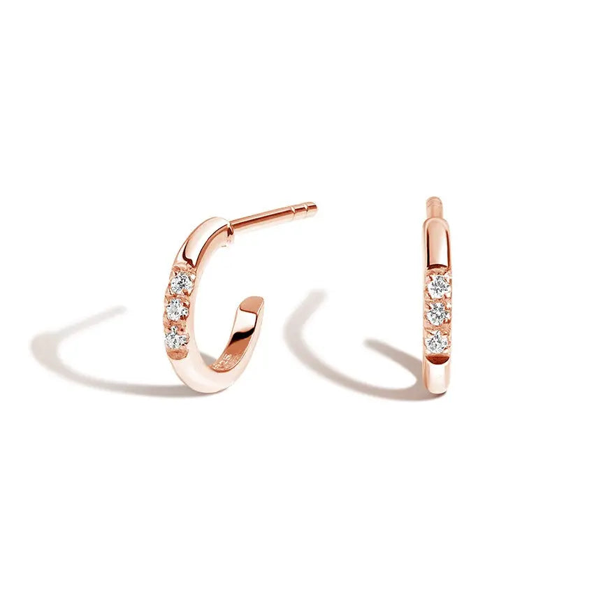 0.04CTW Petite Diamond Huggie Earrings  customdiamjewel 10KT Rose Gold VVS-EF