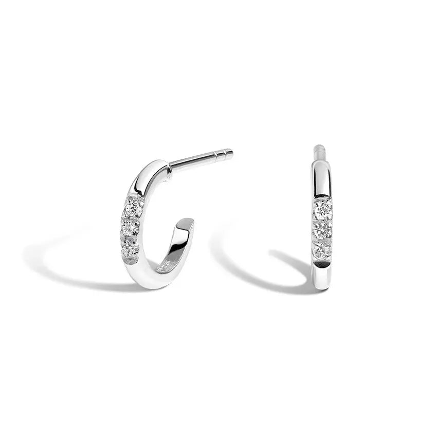 0.04CTW Petite Diamond Huggie Earrings  customdiamjewel 10KT White Gold VVS-EF