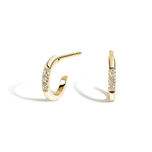 0.04CTW Petite Diamond Huggie Earrings  customdiamjewel 10KT Yellow Gold VVS-EF