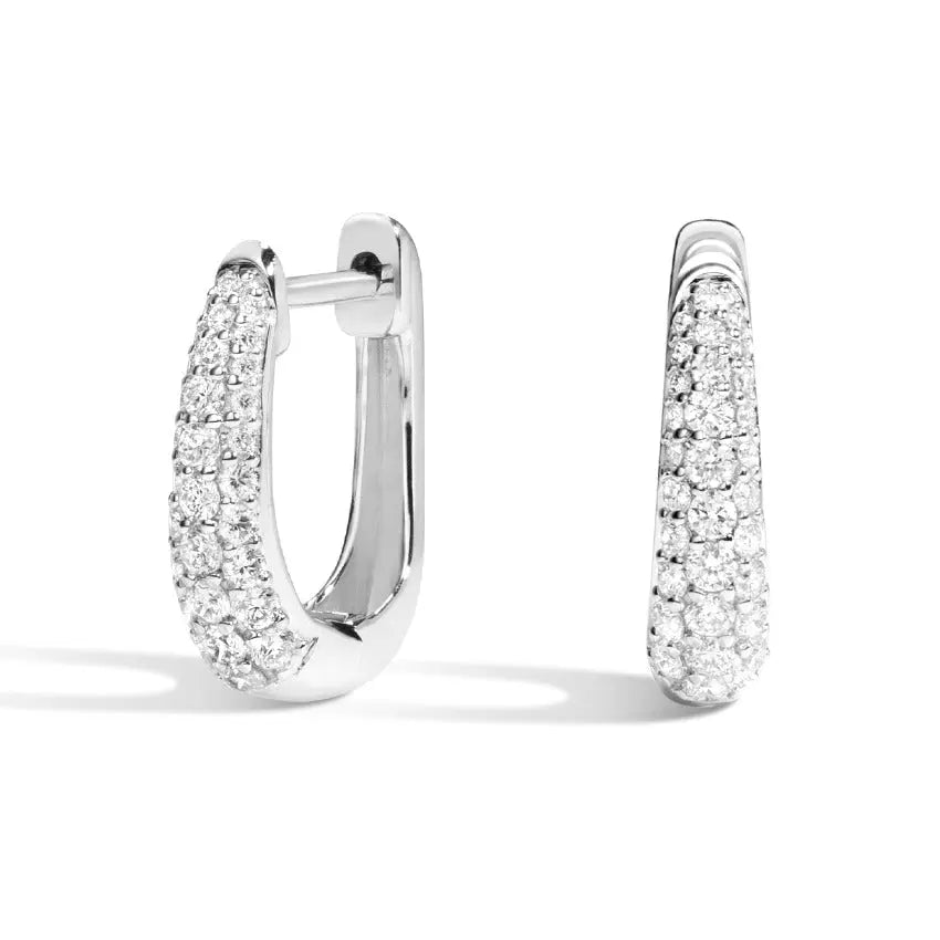 0.50CTW Pave Set Diamond Hoop Earrings  customdiamjewel 10KT White Gold VVS-EF