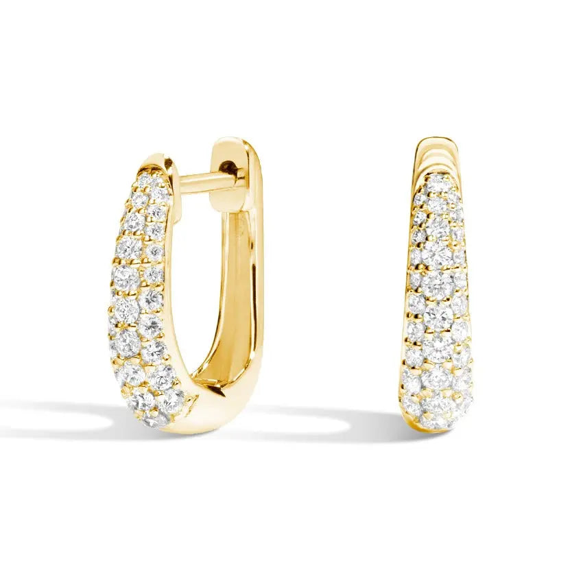 0.50CTW Pave Set Diamond Hoop Earrings  customdiamjewel 10KT Yellow Gold VVS-EF