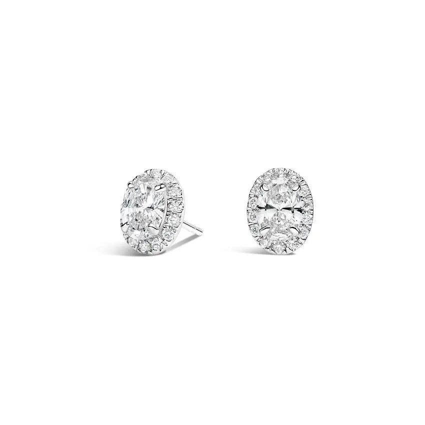 3.00CTW Oval Halo Promise Stud Earrings  customdiamjewel 10KT White Gold VVS-EF