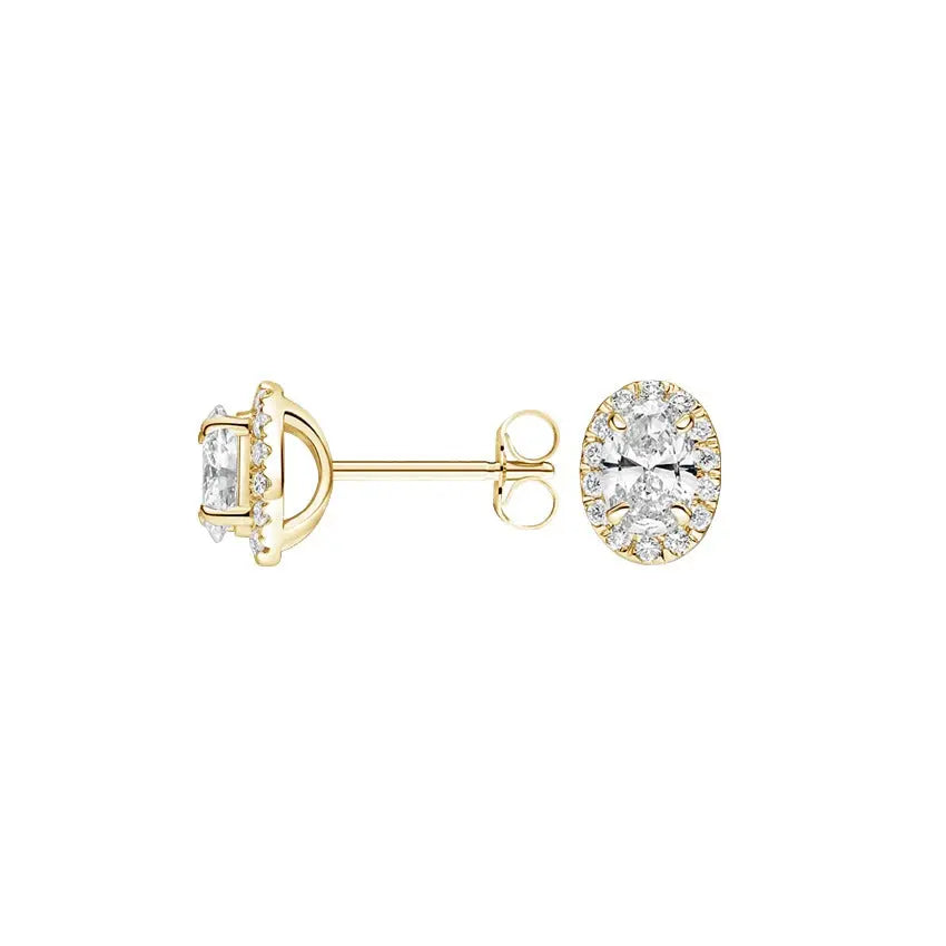 3.00CTW Oval Halo Promise Stud Earrings  customdiamjewel 10KT Yellow Gold VVS-EF