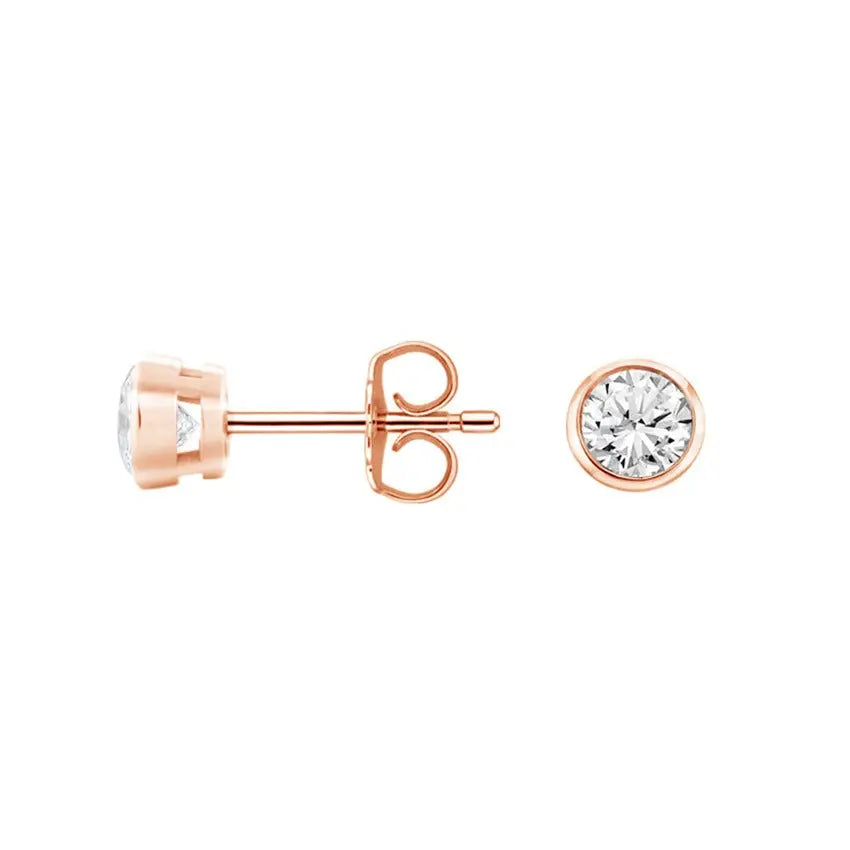 1.00CT Round Cut Bezel Set Stud Earrings  customdiamjewel   