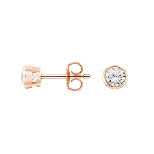 1.00CT Round Cut Bezel Set Stud Earrings  customdiamjewel   