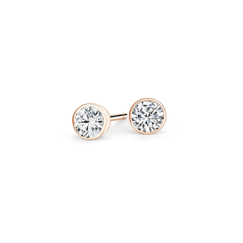 1.00CT Round Cut Bezel Set Stud Earrings  customdiamjewel 10KT Rose Gold VVS-EF