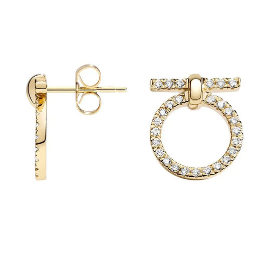 0.29CTW Antique Eternity Diamond Circle Earrings  customdiamjewel 10KT Yellow Gold VVS-EF