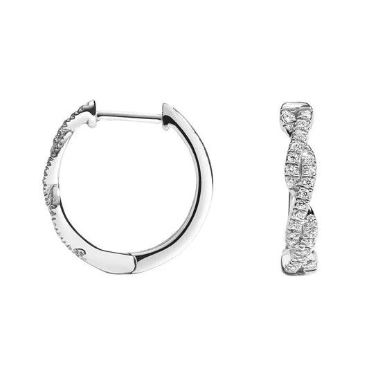 0.16CTW Twisted Diamond Hoop Earrings  customdiamjewel   