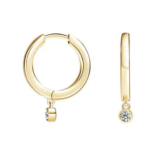 0.05CTW Huggies And Hoop Diamond Dangle Earrings  customdiamjewel 10KT Yellow Gold VVS-EF