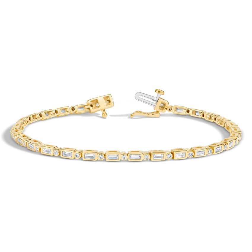 1.50CTW Baguette Round Diamond Bezel Tennis Bracelet  customdiamjewel   