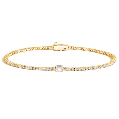 1.00CTW Emerald Cut Diamond Solitaire Bracelet  customdiamjewel 10KT Yellow Gold VVS-EF