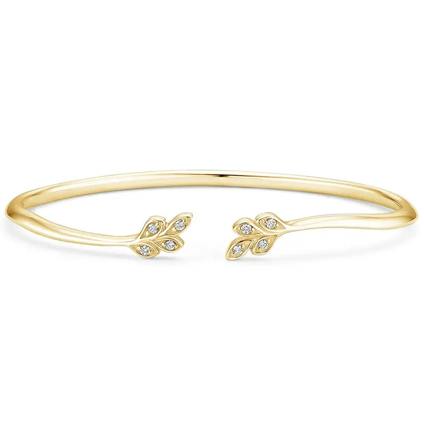 0.10CTW Diamond Flower Shape Bangle Bracelet  customdiamjewel 10KT Yellow Gold VVS-EF