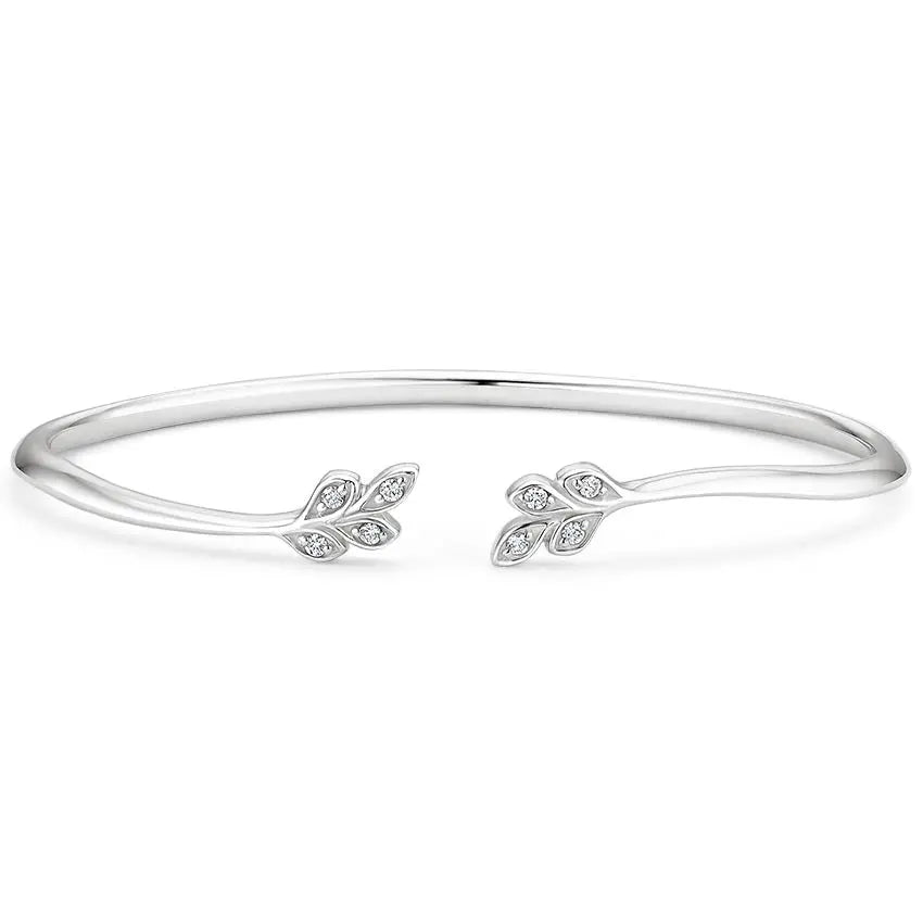 0.10CTW Diamond Flower Shape Bangle Bracelet  customdiamjewel 10KT White Gold VVS-EF