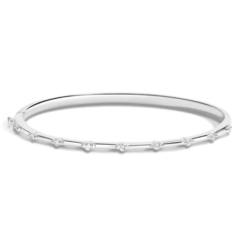 0.25CTW Round Diamond Flush Set Bangle Bracelet  customdiamjewel 10KT White Gold VVS-EF