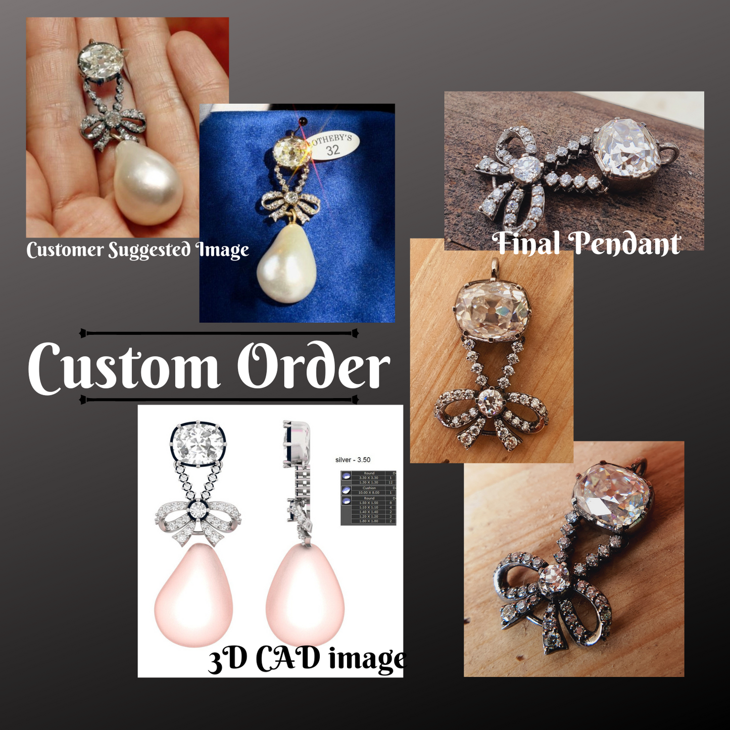 Antique Style Inspired Moissanite Pendant  customdiamjewel   