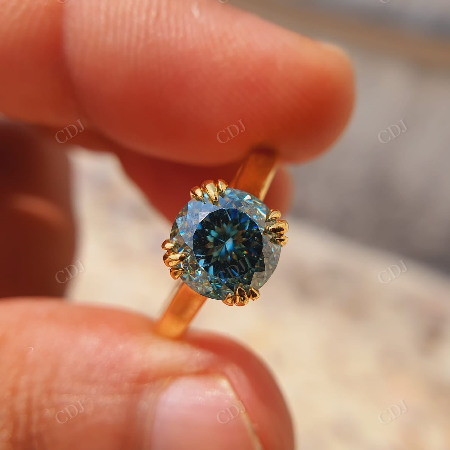 Antique 2.50CTW Portuguese Blue Moissanite Ring  customdiamjewel   