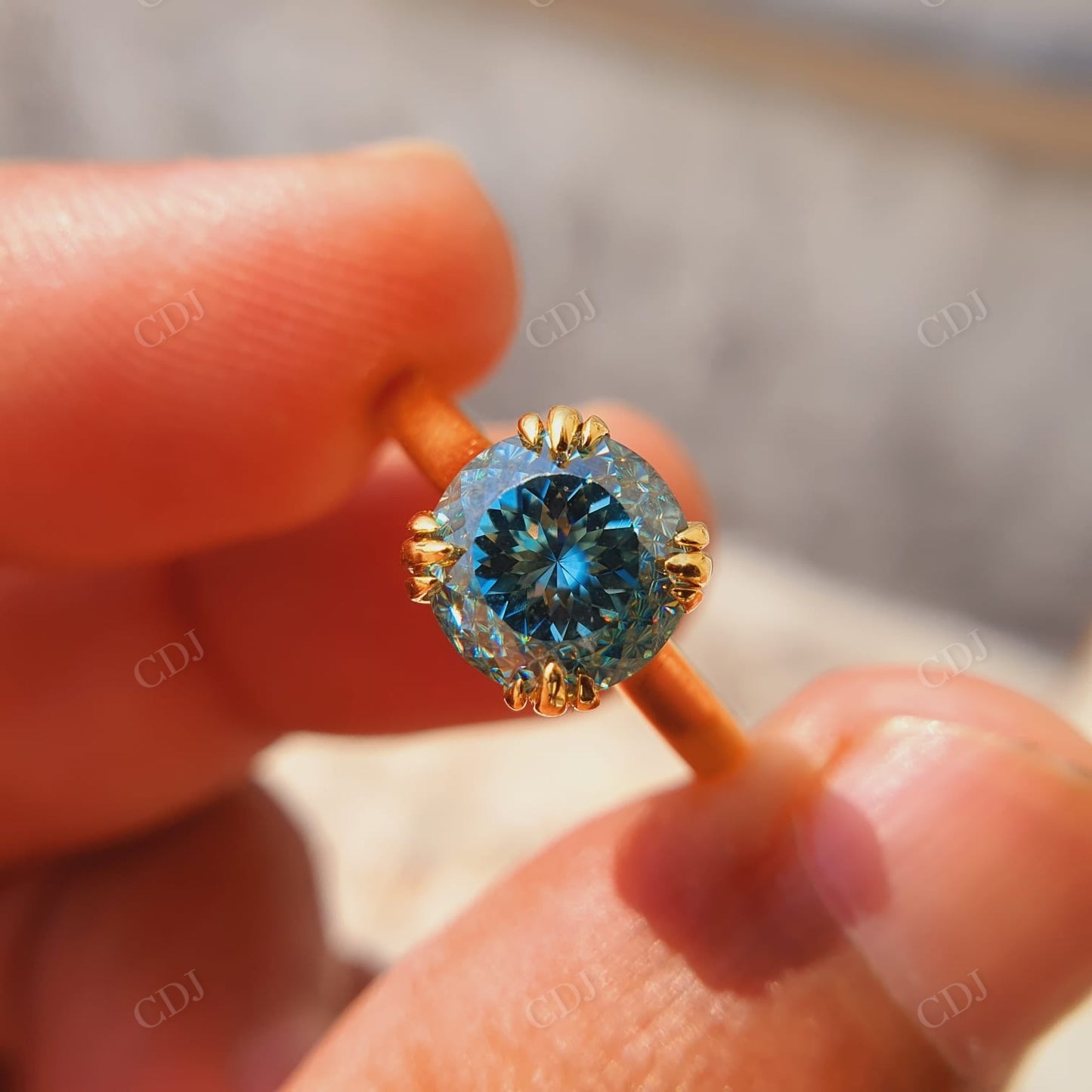 Antique 2.50CTW Portuguese Blue Moissanite Ring  customdiamjewel   