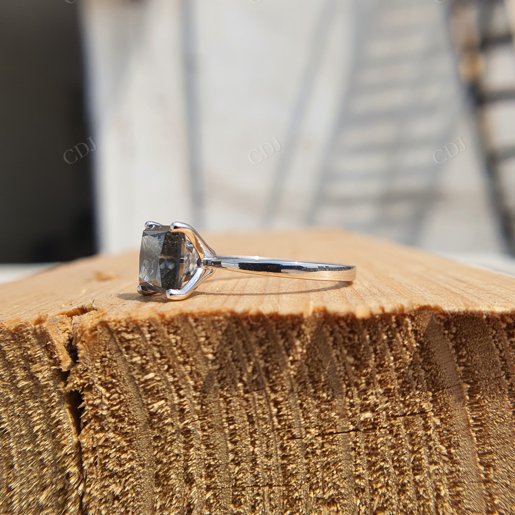 Princess Cut Salt and Pepper Engagement Ring  customdiamjewel   