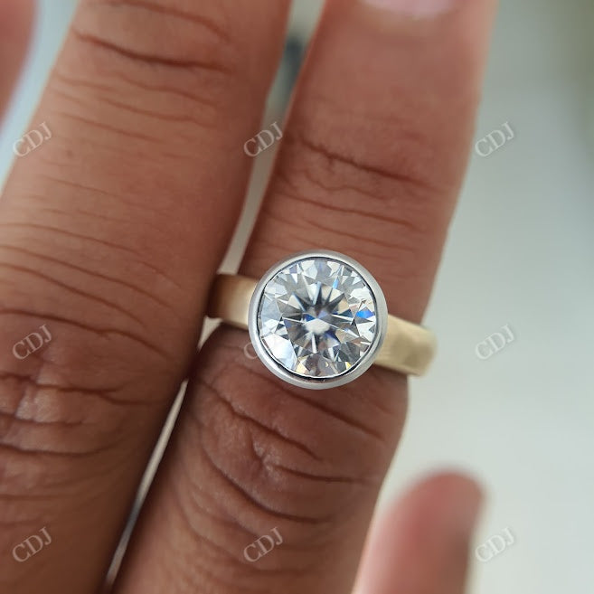 3 CT Round Cut Moissanite Hammered Texture Ring  customdiamjewel   