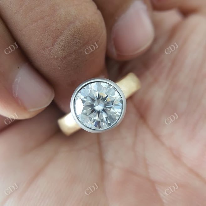 3 CT Round Cut Moissanite Hammered Texture Ring  customdiamjewel   