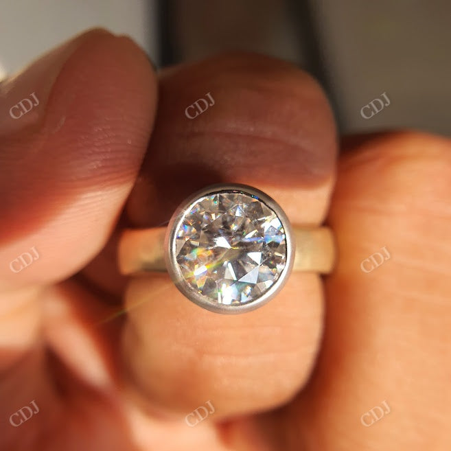 3 CT Round Cut Moissanite Hammered Texture Ring  customdiamjewel   