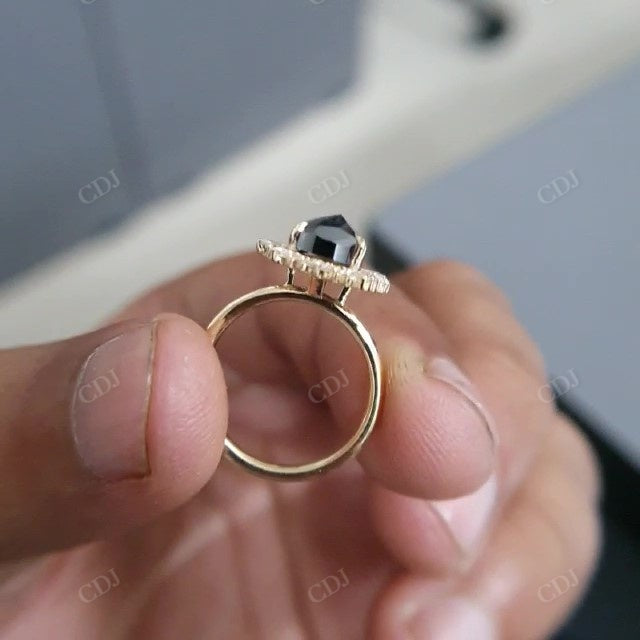 Pear Shaped Salt and Pepper Diamond Cluster Engagement Ring  customdiamjewel   