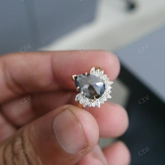 Pear Shaped Salt and Pepper Diamond Cluster Engagement Ring  customdiamjewel   