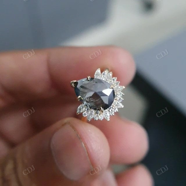 Pear Shaped Salt and Pepper Diamond Cluster Engagement Ring  customdiamjewel   