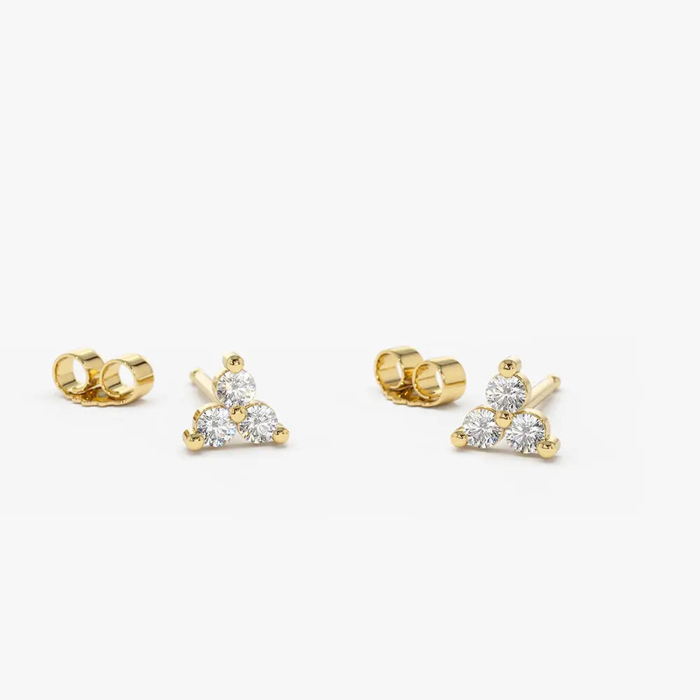 0.14CTW Round Cut Diamond Trio Stud Earrings  customdiamjewel 10KT Yellow Gold VVS-EF