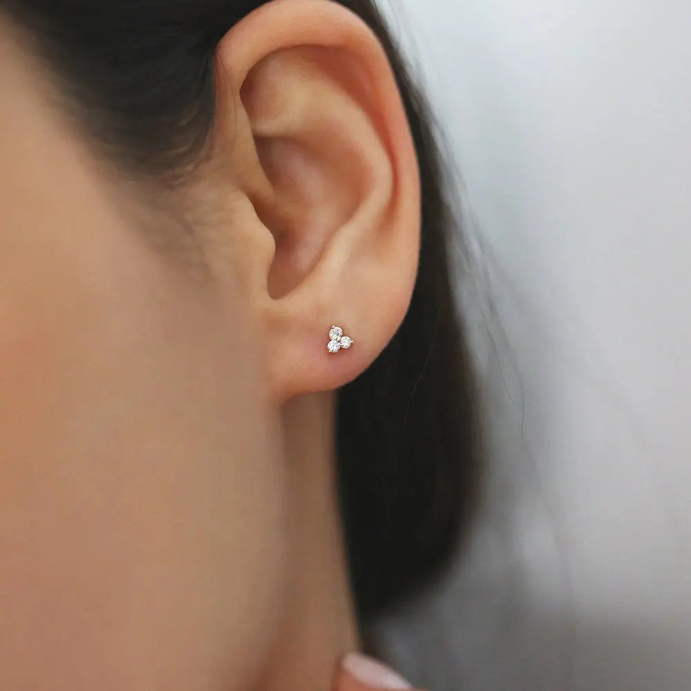 0.14CTW Round Cut Diamond Trio Stud Earrings  customdiamjewel   