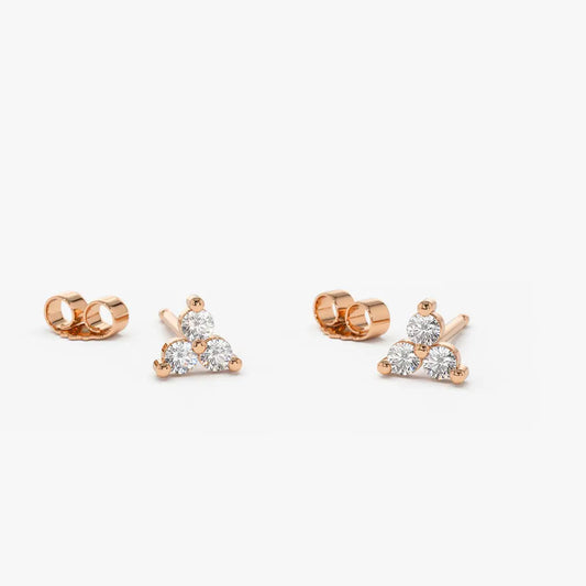 0.14CTW Round Cut Diamond Trio Stud Earrings  customdiamjewel 10KT Rose Gold VVS-EF