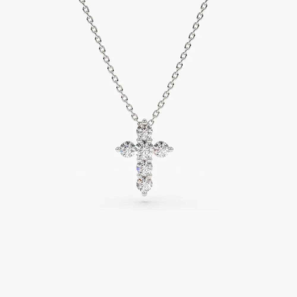 0.21CTW Round Cut Diamond Cross Necklace  customdiamjewel 10KT White Gold VVS-EF