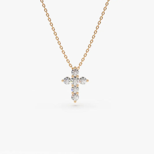 0.21CTW Round Cut Diamond Cross Necklace  customdiamjewel 10KT Rose Gold VVS-EF