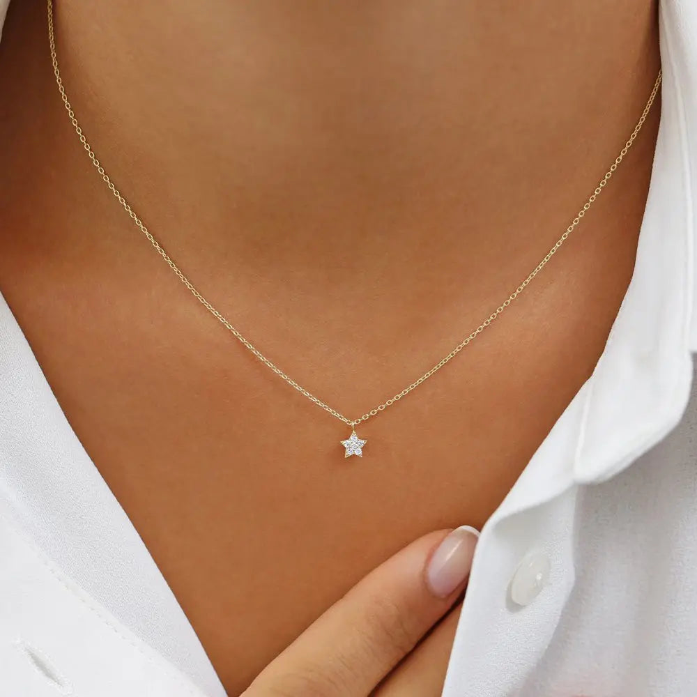 0.06CTW Star Charm Diamond Necklace  customdiamjewel   