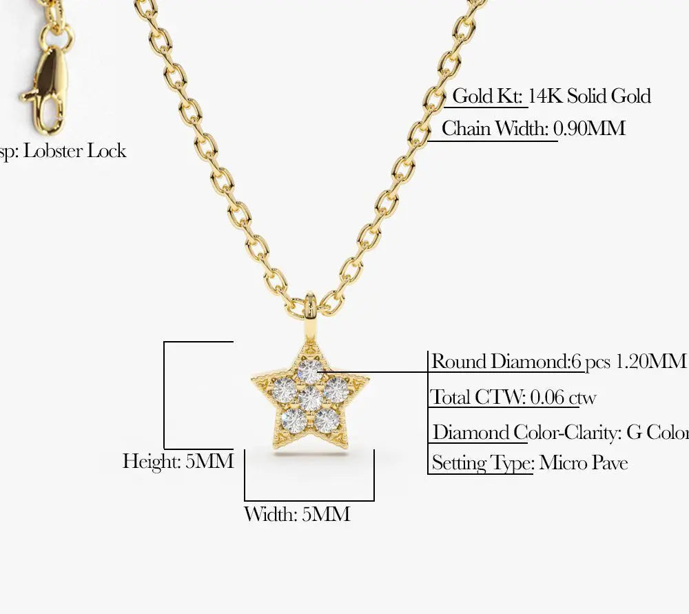 0.06CTW Star Charm Diamond Necklace  customdiamjewel   