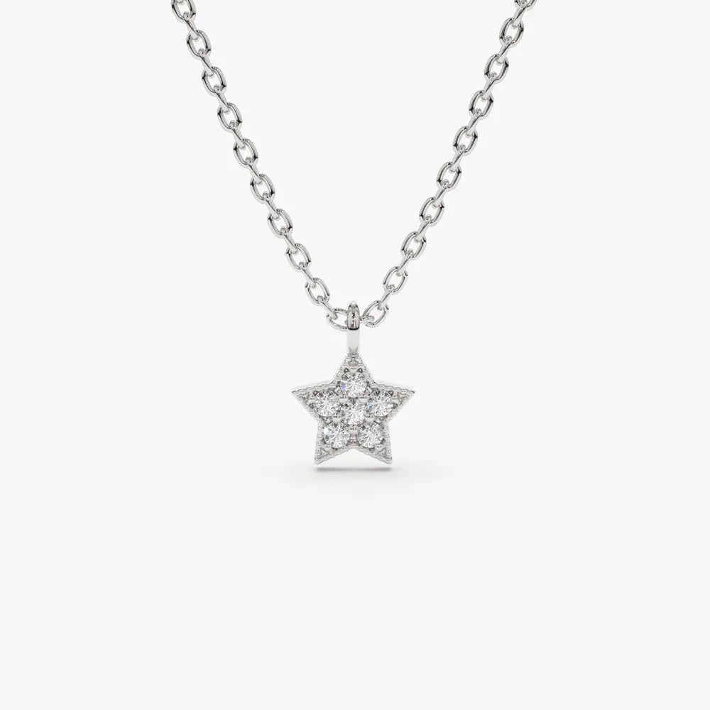 0.06CTW Star Charm Diamond Necklace  customdiamjewel 10KT White Gold VVS-EF