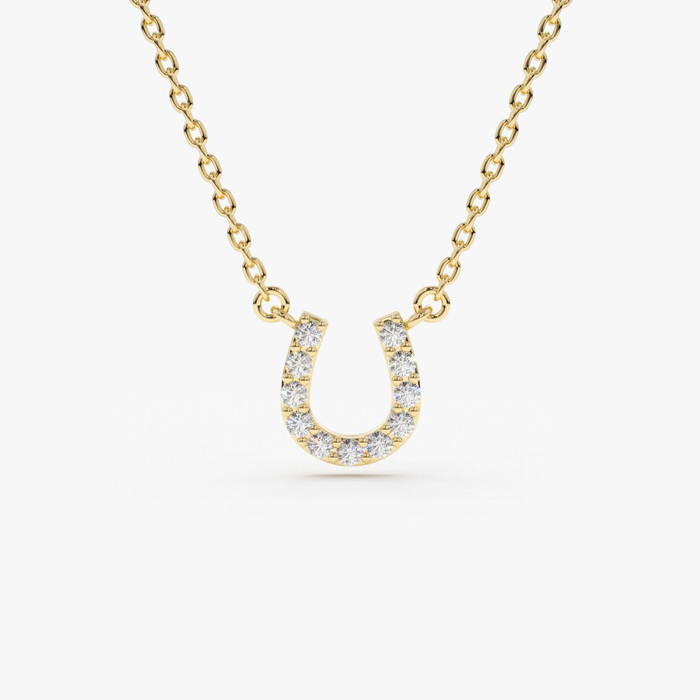 0.06CTW Mini Diamond Horseshoe Necklace  customdiamjewel 10KT Yellow Gold VVS-EF