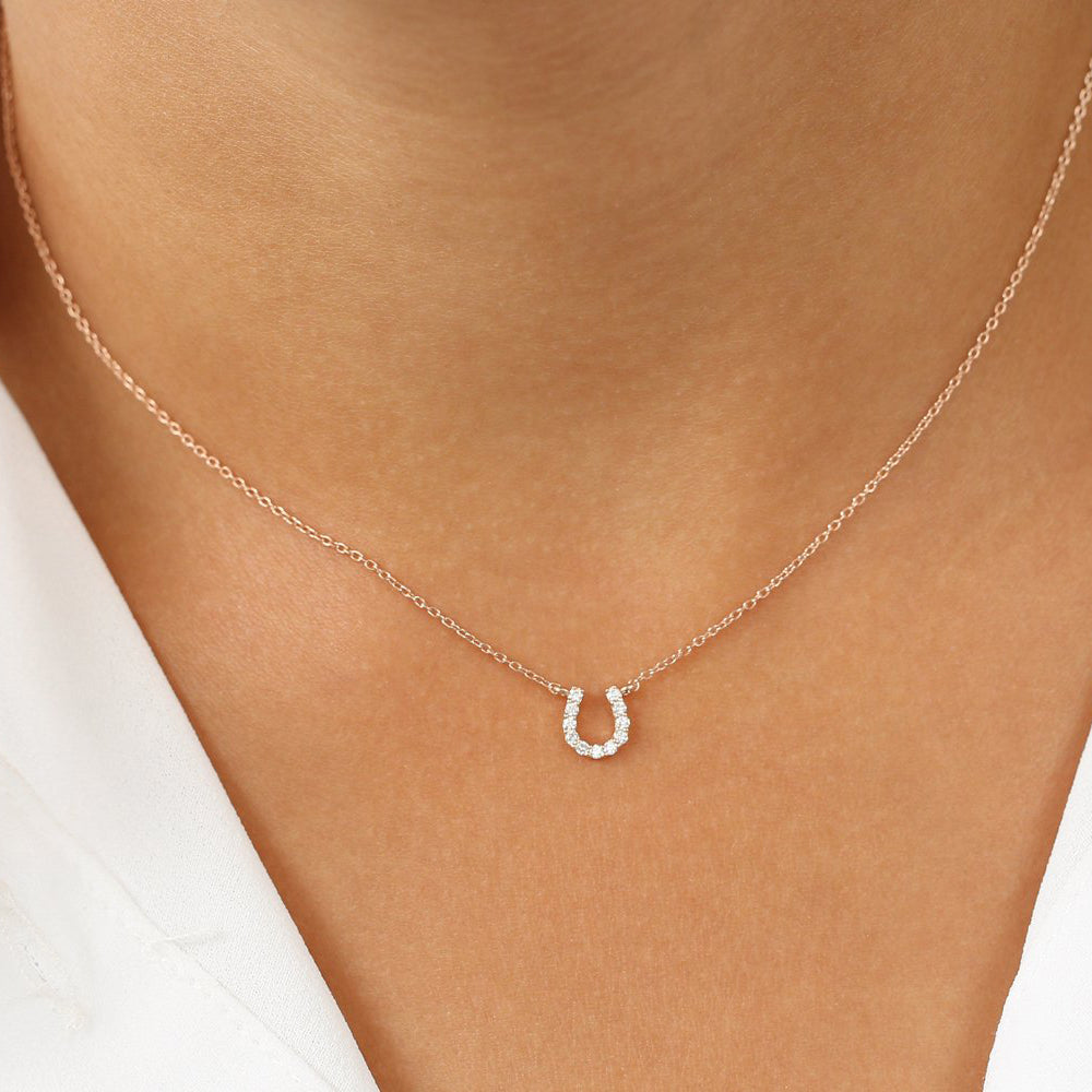 0.06CTW Mini Diamond Horseshoe Necklace  customdiamjewel   