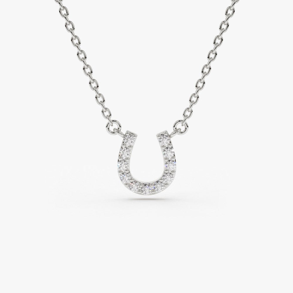 0.06CTW Mini Diamond Horseshoe Necklace  customdiamjewel 10KT White Gold VVS-EF