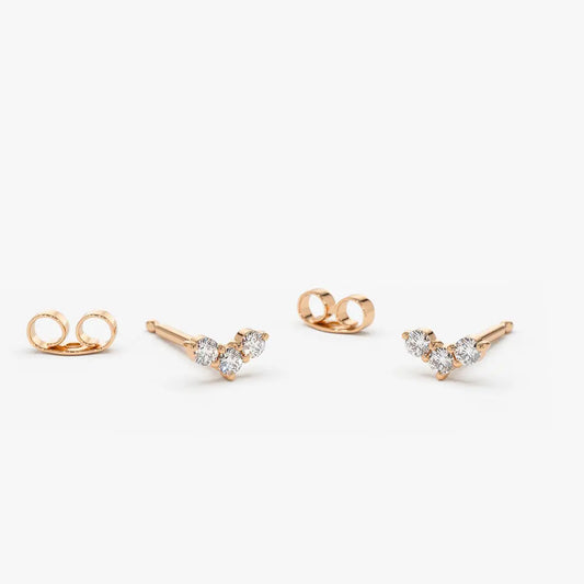 0.15CTW Trio Diamond Stud Earrings  customdiamjewel 10KT Rose Gold VVS-EF