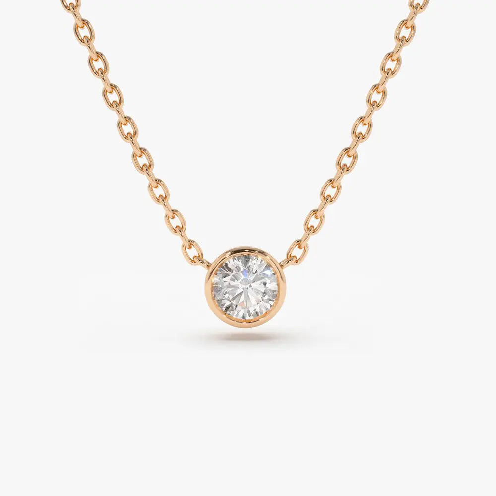 0.012CTW Brilliant Cut Bezel Set Necklace  customdiamjewel 10KT Rose Gold VVS-EF